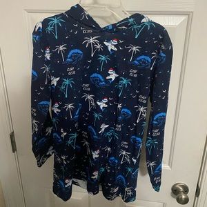 Cactus Boys Christmas hooded long sleeve shirt ugly shirt sz 13-14 Santa sharks